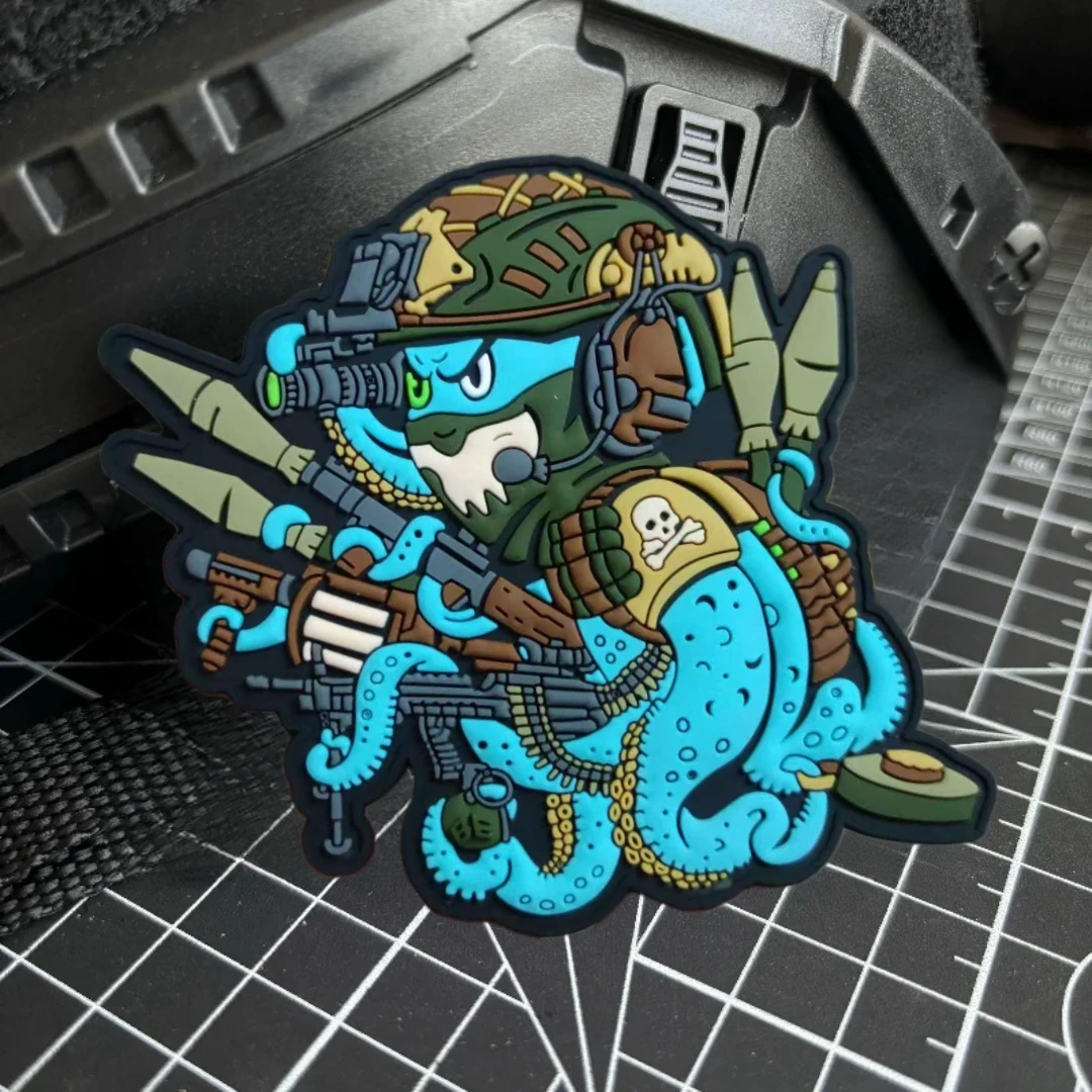 Parche táctico de PVC de pulpo de batalla Chevron, insignia de moral militar, brazalete, mochila para exteriores, accesorios para sombrero, pegatina de gancho y bucle - imagen 5