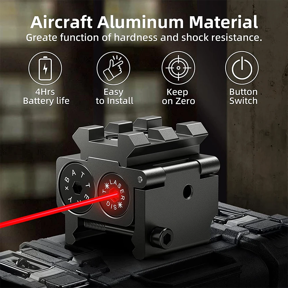 Mini mira láser táctica de punto rojo para pistola, puntero láser para Rifle con montaje en riel Picatinny Weaver, accesorios de tiro de caza - imagen 4