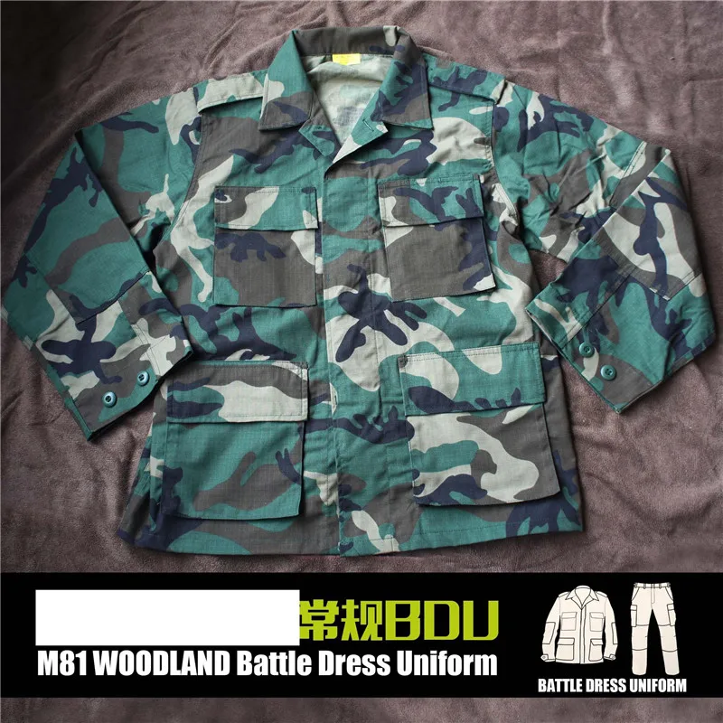 Bdu Seal Old School Gulf War Suit, pantalones de manga larga, ropa táctica de caza, M81 Woodland, cuatro arbusto - imagen 4