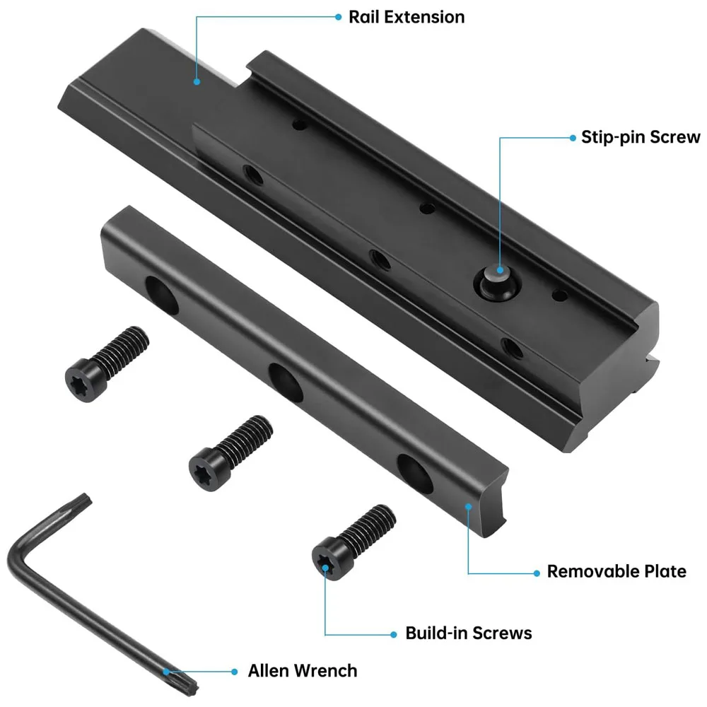 Adaptador de cola de milano a riel Picatinny, cola de milano de 11mm a 21mm, montaje de conversión de riel Picatinny, montaje elevador de alcance de perfil bajo, 1/2 Uds. - imagen 2