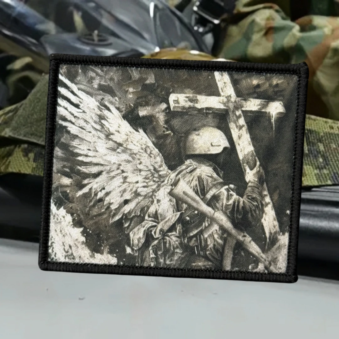 Parche de Ángel de la victoria, insignia de moral táctica, emblema del ejército militar, pegatina para mochila, parches de gancho y bucle impresos para ropa - imagen 4