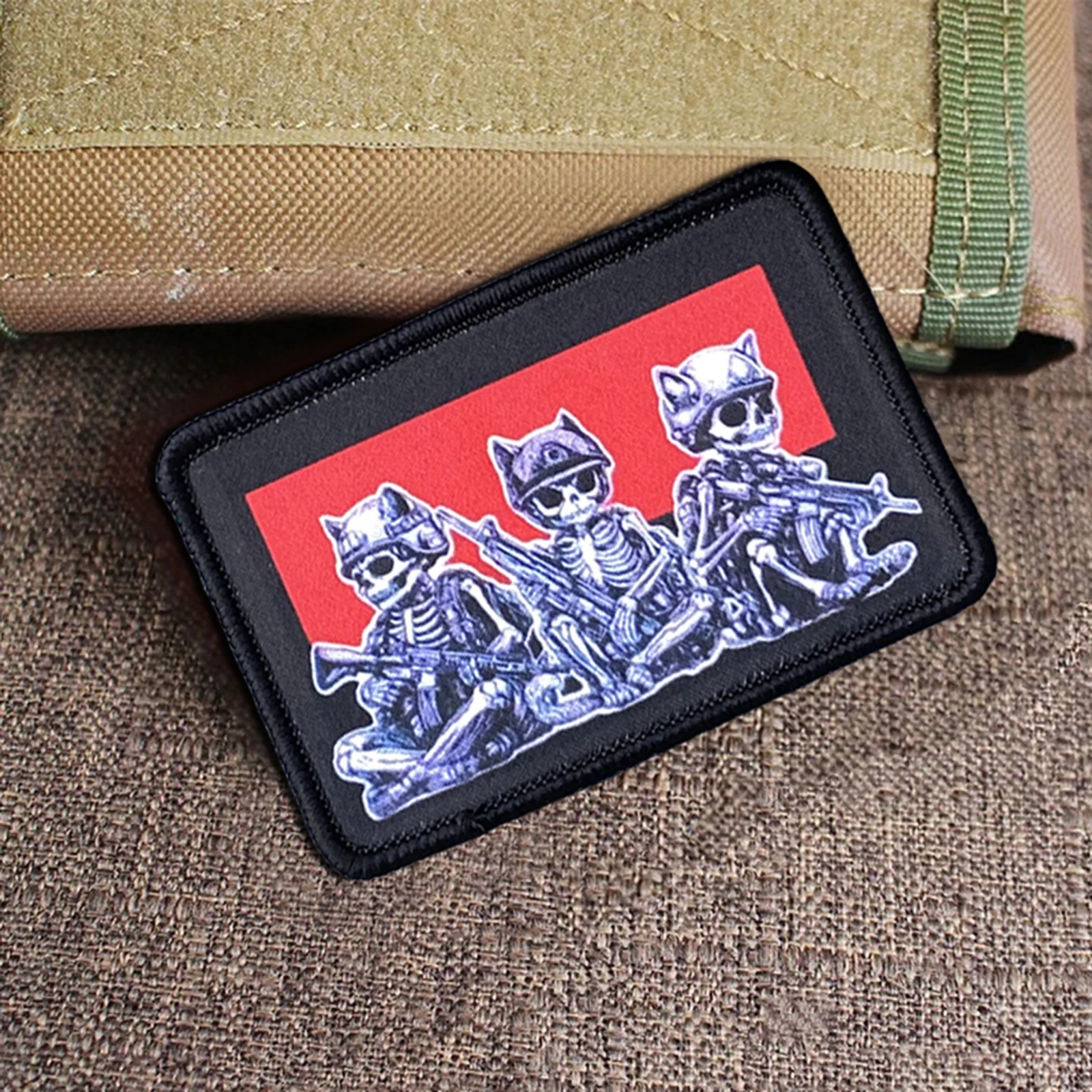 Parche táctico de gato y calavera, insignia de moral divertida con gancho y bucle, parches militares, brazalete, ropa de Chevron, pegatinas para mochila