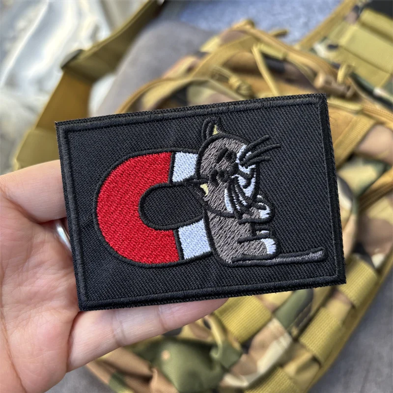 Parche bordado militar táctico "gato magnético", insignias de moral con gancho, parches para ropa, pegatinas para mochila - imagen 4