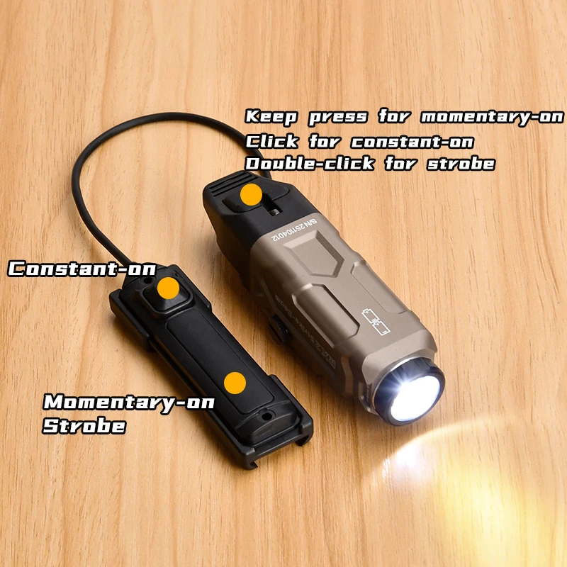 WADSN-haz de ataque RX2, riel Picatinny de 20mm, linterna táctica, luz de explorador de Metal, accesorio de pistola estroboscópica, pistola de juguete Airsoft - imagen 5