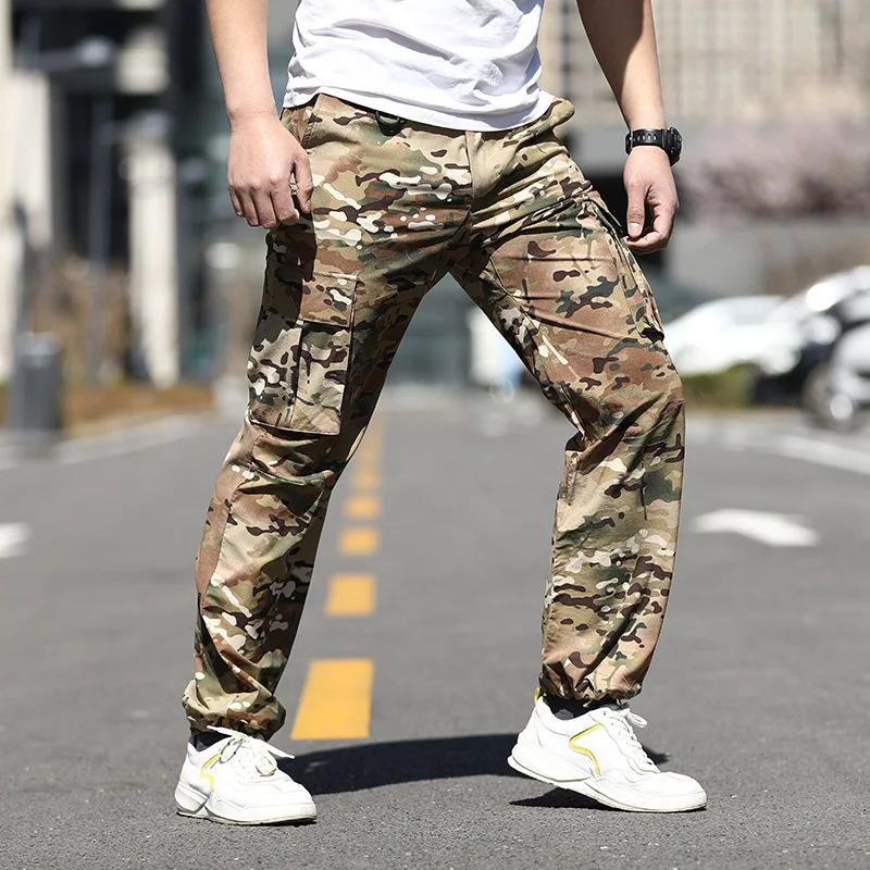 Pantalones impermeables para hombre, Pantalón Cargo táctico del Ejército, de secado rápido, elástico, para correr, senderismo, escalada, trabajo al aire libre - imagen 4