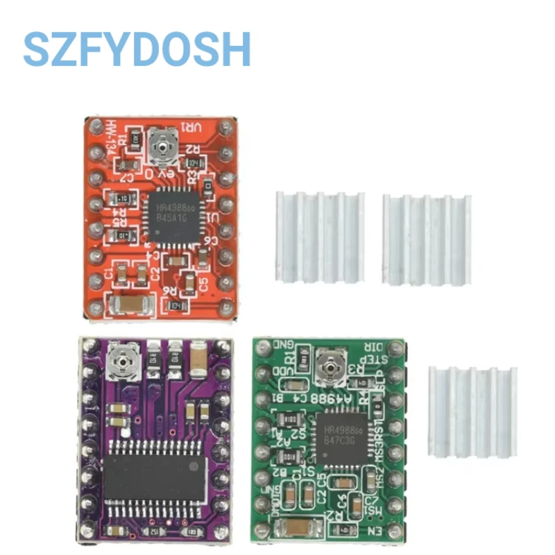 1/510 Uds piezas de impresora 3D StepStick A4988 DRV8825 controlador de Motor paso a paso con disipador de calor portador Reprap rampas 1,4