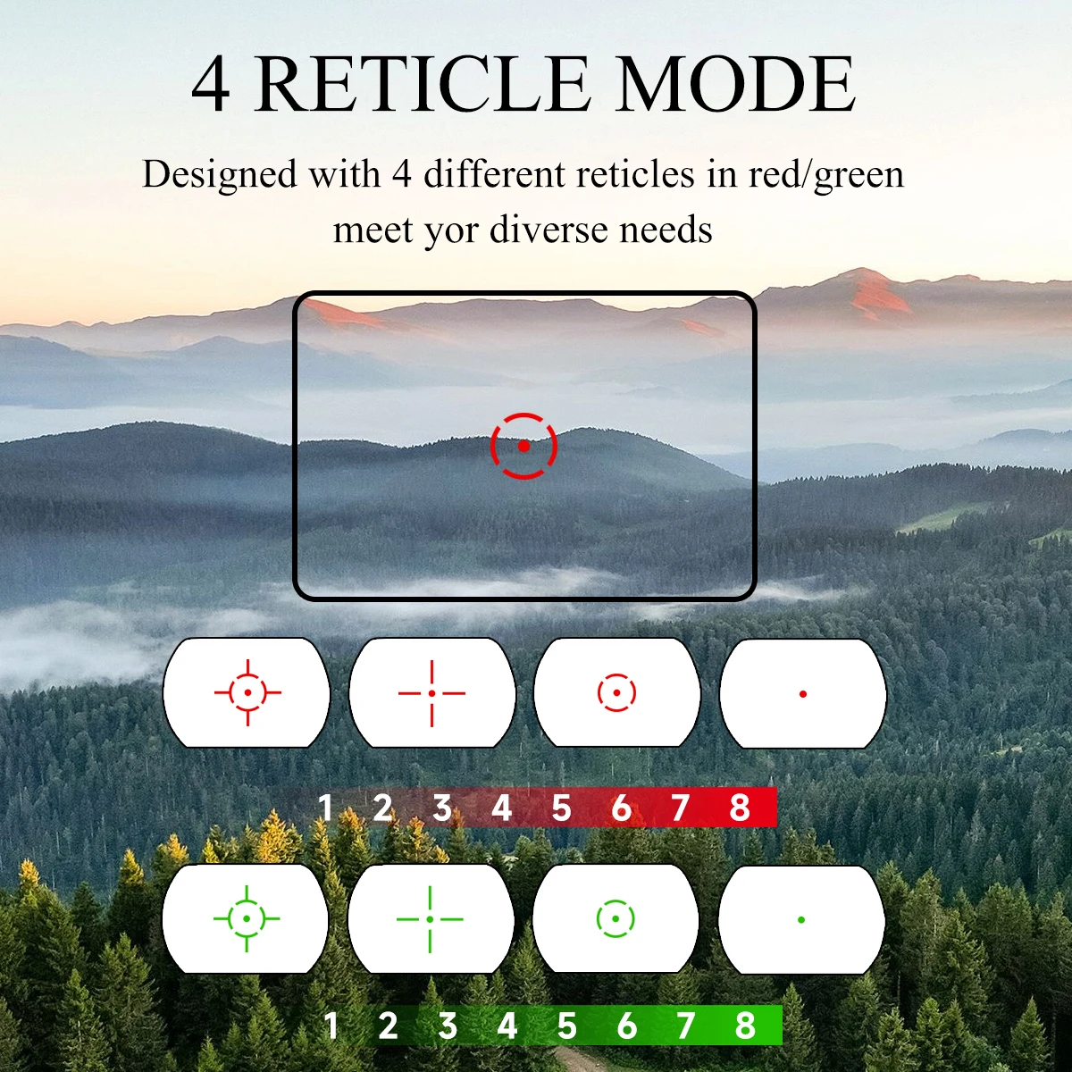 HD118 103 mira óptica holográfica táctica de 4 retículas de punto rojo/verde para montaje en riel Picatinny de 20mm Airsoft/mira telescópica de caza - imagen 5