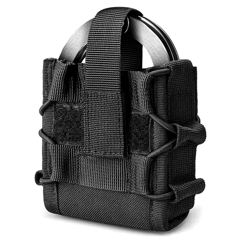Soporte táctico para esposas, bolsa Molle con tapa abierta, funda Universal para esposas, funda para grilletes, riñonera, cinturón, accesorios de caza
