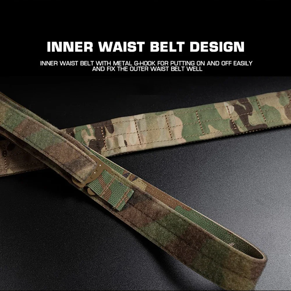 Cinturón táctico Molle de doble capa para hombre, cinturón de Contactor de entrenamiento de caza, hebilla de Metal de liberación rápida, cinturón de tiro Airsoft - imagen 4