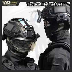 Casco de Paintball rápido, juegos de protección táctica con gafas retráctiles, linternas militares y luces de señal, para Paintball