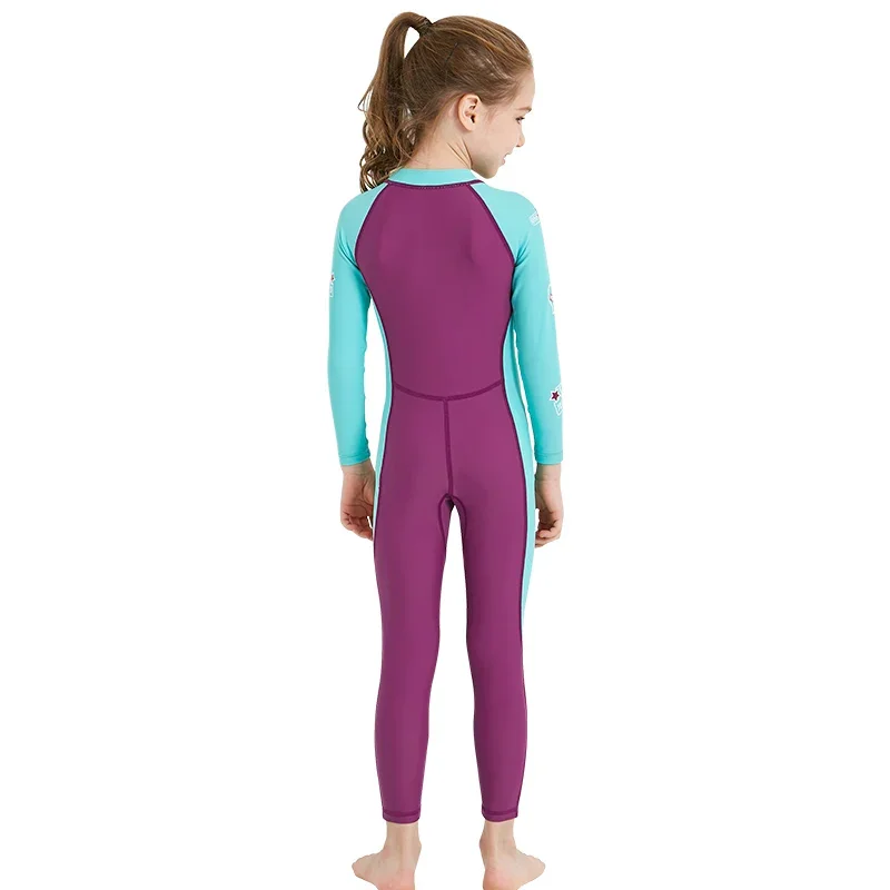 Traje de baño para exteriores para niños UPF50+, traje de neopreno para niños y niñas, mantiene el calor, mangas largas, protección UV, traje de baño de secado rápido - imagen 5