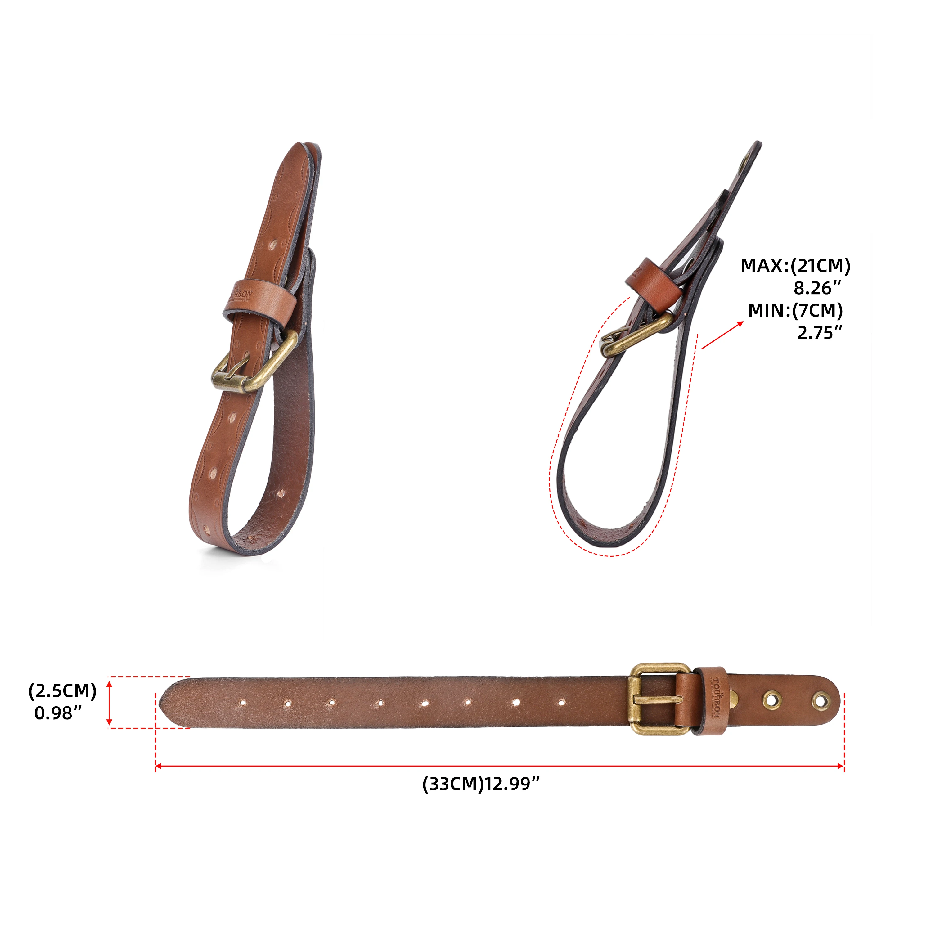Tourbon Soporte de pared para rifle cuero ajustable caza marrón - imagen 5