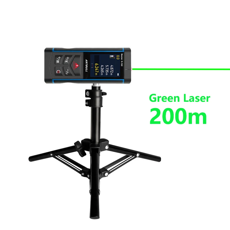 Telémetro láser verde de larga distancia, dispositivo con cámara, pantalla a Color, recargable, 200m, 100m