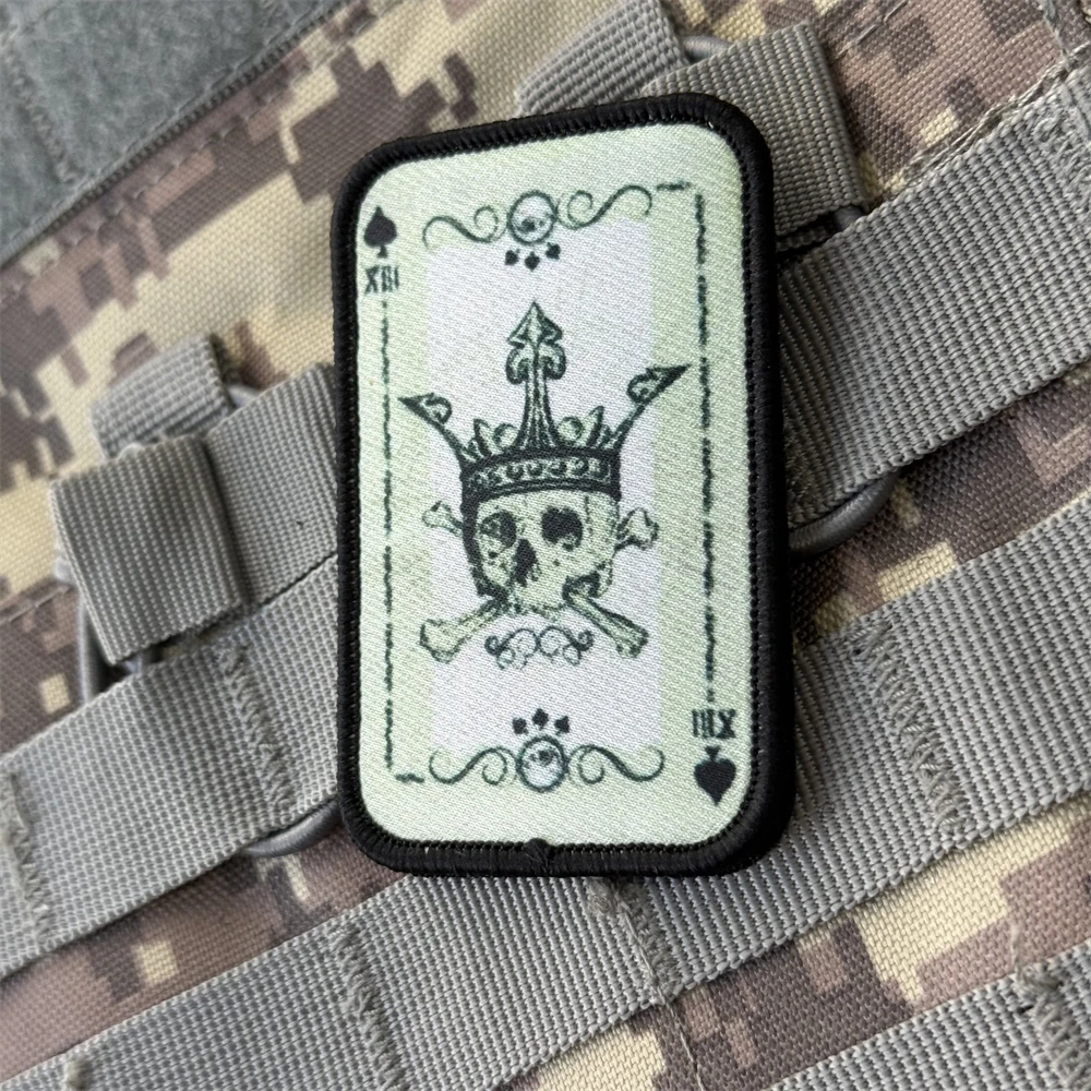 Parche táctico de moral "Ace of Spades Card", pegatinas decorativas para mochila militar, parches de gancho y bucle impresos para ropa - imagen 5