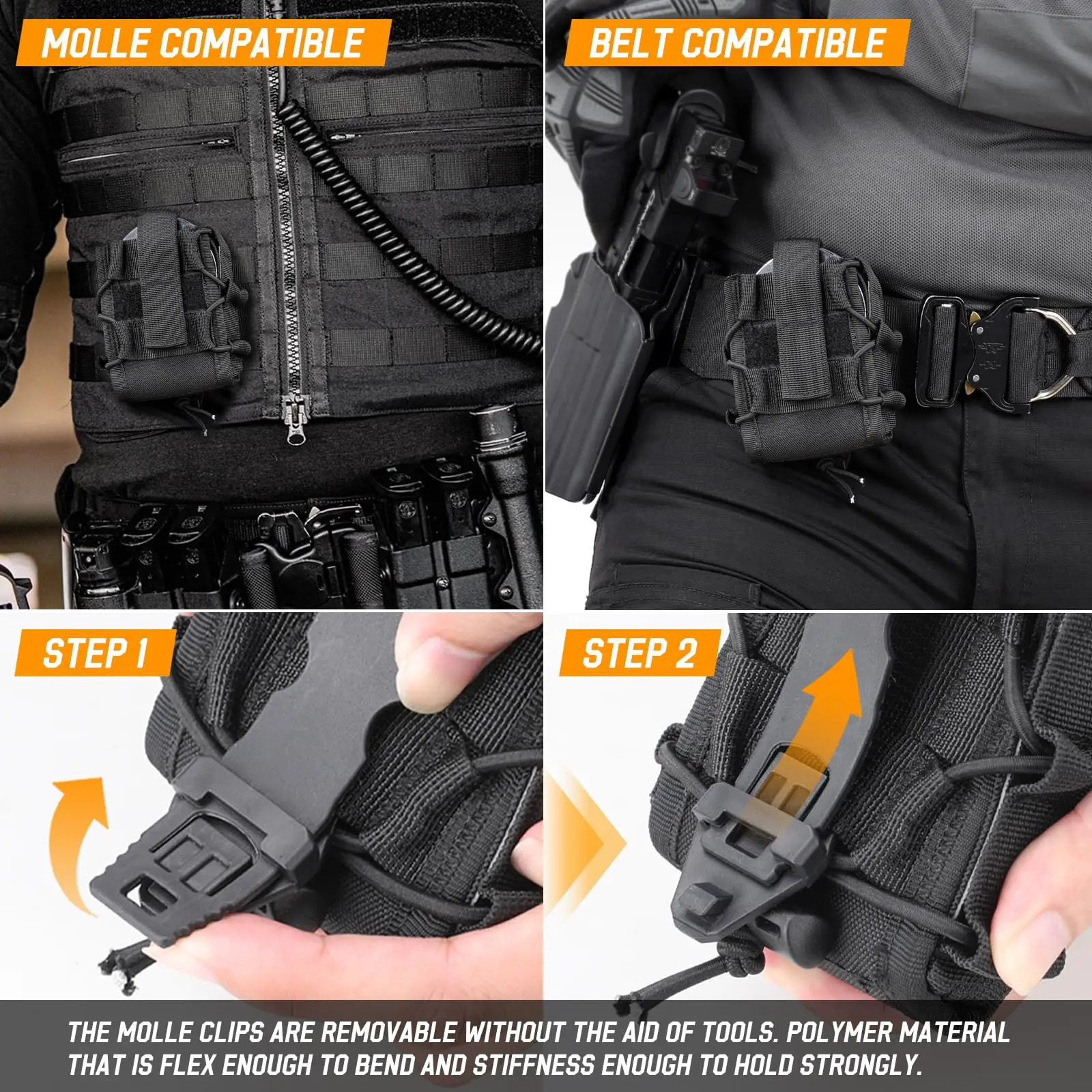 Funda para esposas Molle de policía con bolsa de accesorios para mochila táctica, bolsas de fijación para esposas Asp/bisagras - imagen 2