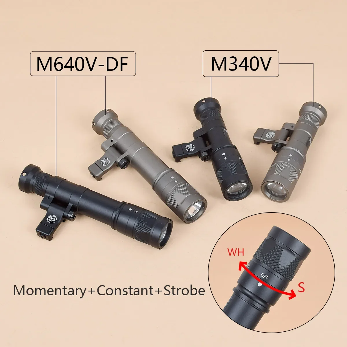 Lashlight táctico SF M340 DF M640 M600 M340V, luz Led de explorador, riel Picatinny de 20mm, montaje M LOK, lámpara de caza Airsoft - imagen 3
