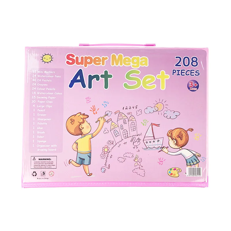 Juego de dibujo artístico para niños, 208 Uds., lápiz de colores, bolígrafos de acuarela con tablero de dibujo, juguetes educativos, regalo, arte de pintura al agua - imagen 2