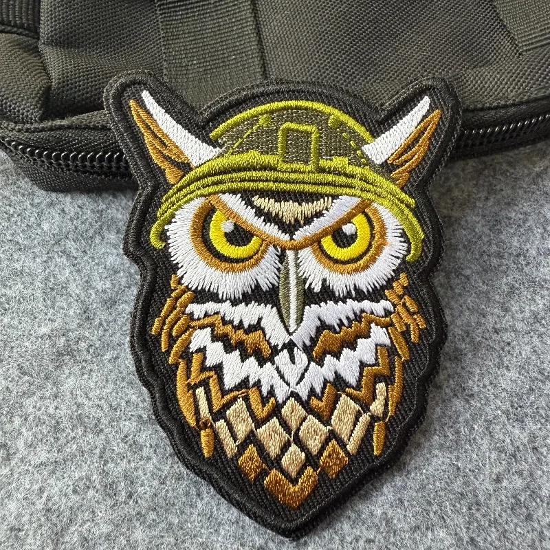 Parche bordado búho táctico con velcro gancho y bucle para mochila - imagen 4