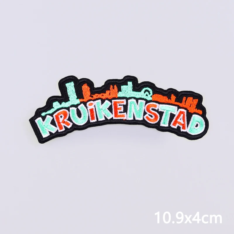 Kruikenstad Embleem Países Bajos Carnaval Verde Naranja Parches bordados para ropa Parches para planchar en ropa Insignias de Tilburg - imagen 2