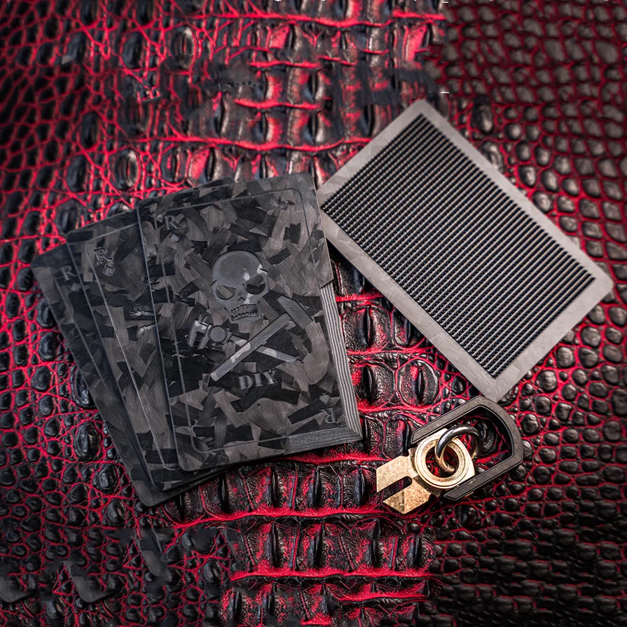 Tarjeta de cuchillo negro de carbono forjado, parche de fibra de carbono, martillo táctico EDC, calibradores Vernier R of Spades Poker con gancho - imagen 5