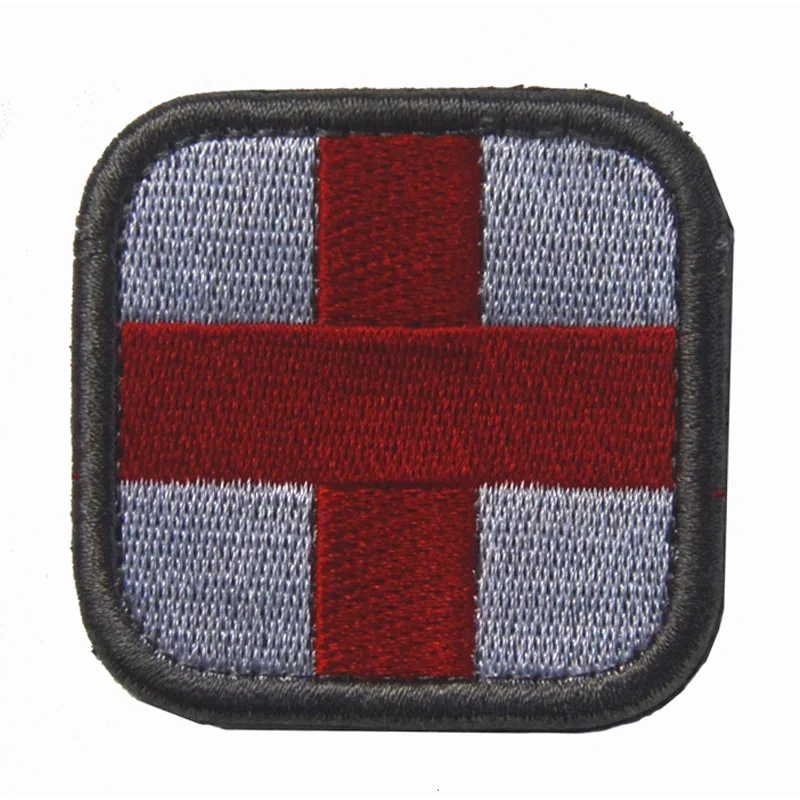 Insignia de PVC de Cruz Roja, parches de goma de primeros auxilios médicos, pegatina bordada con gancho y bucle de rescate cruzado militar, costura en mochila - imagen 4