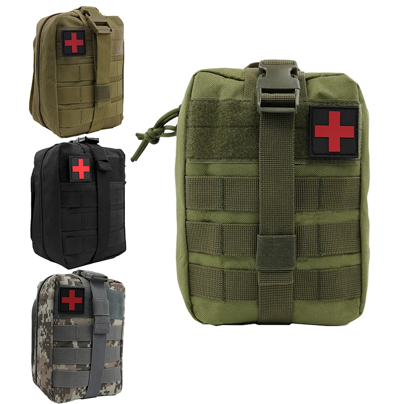 Botiquín de primeros auxilios para caza del ejército, Kit de combate de nailon 600D, riñonera Molle para exteriores, Kit deportivo con cojín de aire, Kit médico de montañismo