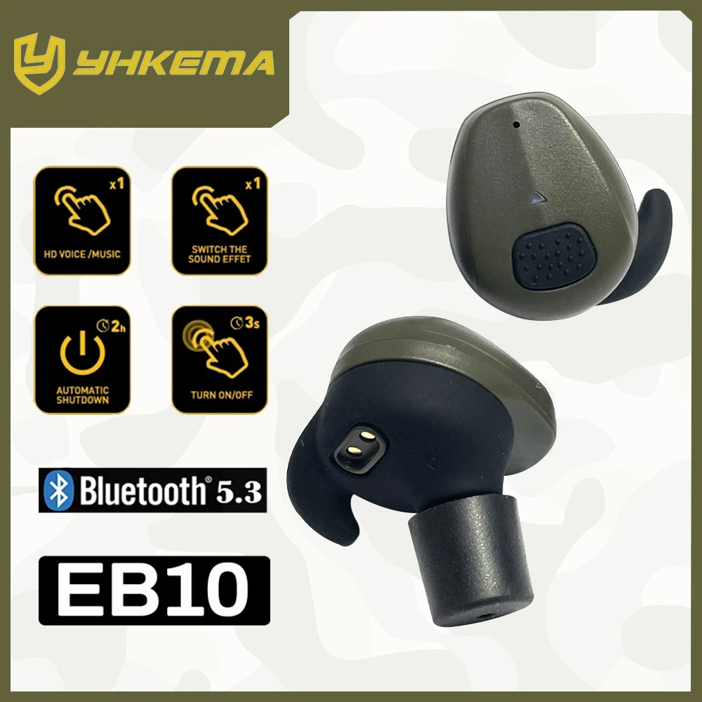 YHKEMA EB10 auriculares tácticos Bluetooth para entrenamiento de tiro, protección auditiva electrónica para caza al aire libre - imagen 3