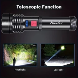 Linterna de alta potencia con Zoom de 2500 lúmenes, recargable por Usb, para el hogar, exteriores, senderismo, viajes, Camping, caza, pesca, patrulla