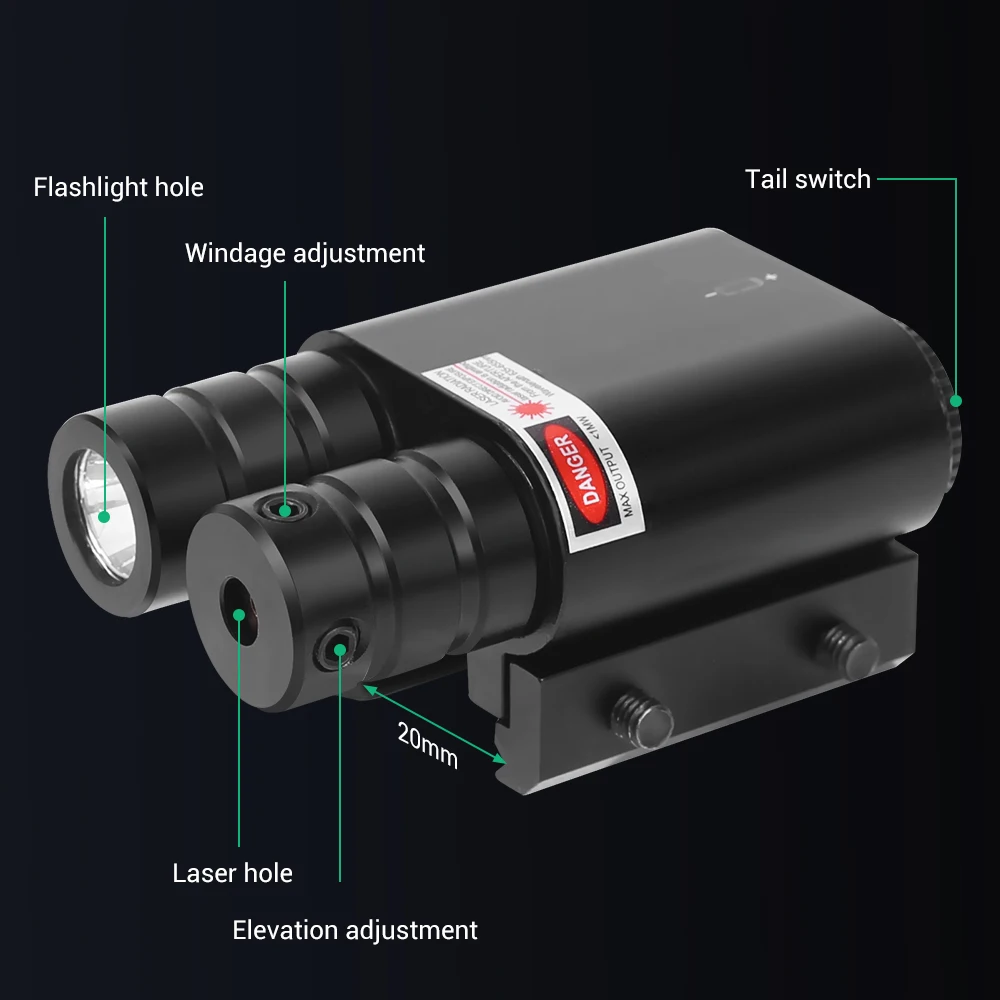 Arma de luz roja, verde, azul, mira láser, pistola para exteriores, linterna, mira láser roja y verde para rieles de 20mm - imagen 4