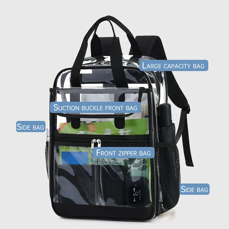 Mochila transparente de verano, mochila de PVC transparente, bolsa impermeable para teléfono móvil para playa, bolsas de viaje para senderismo al aire libre, mochila escolar para conciertos - imagen 4