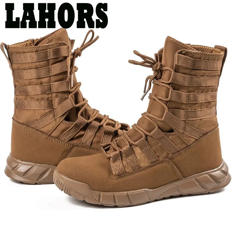 LAHORS-Botas de combate tácticas ligeras para hombre, zapatos del ejército del desierto, senderismo al aire libre, botines transpirables, zapatos de jungla - imagen 4