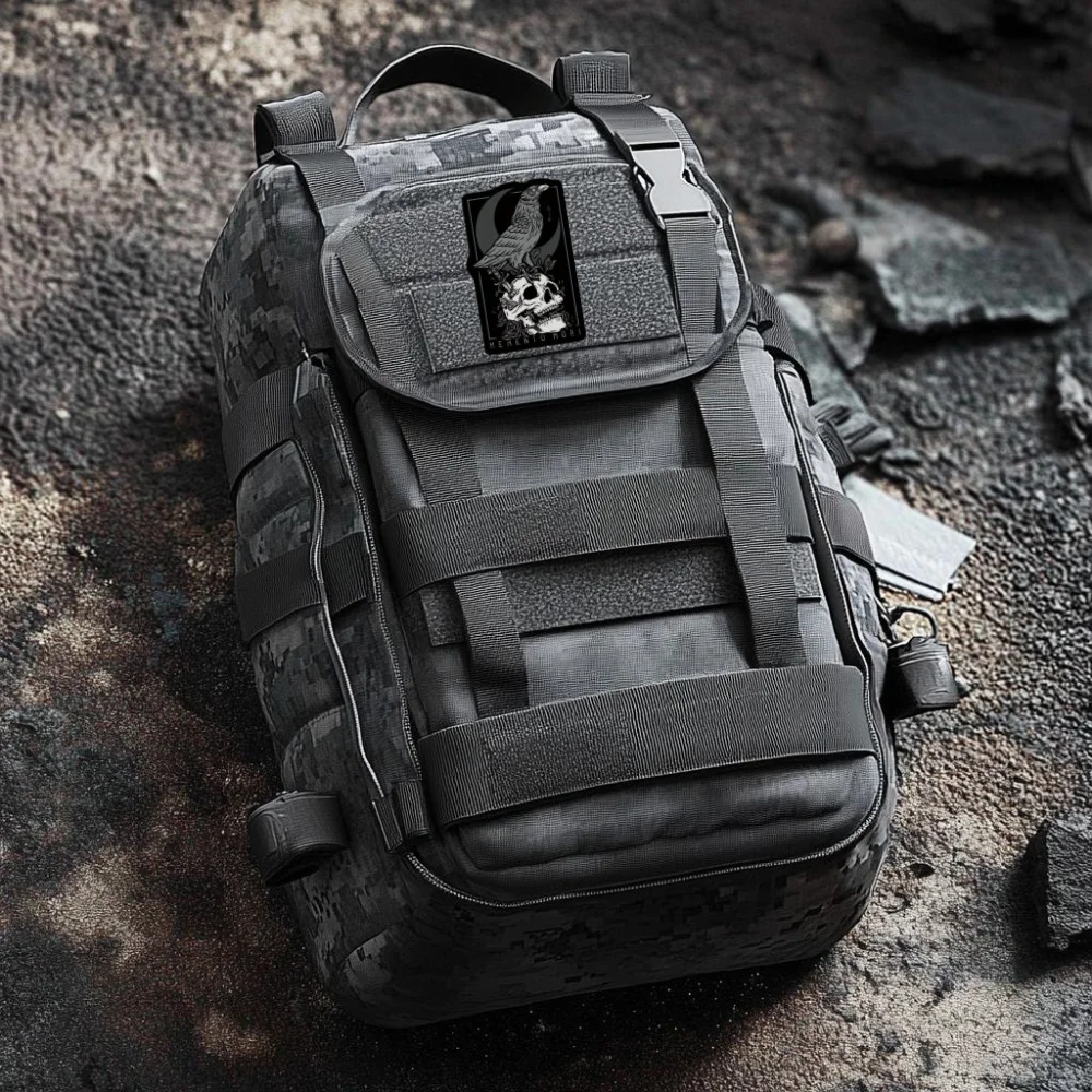 Parche militar Memento Mori, parches de tela con estampado táctico de calavera de cuervo negro, insignia de moral de estilo Punk, pegatina para mochila con gancho y bucle - imagen 5