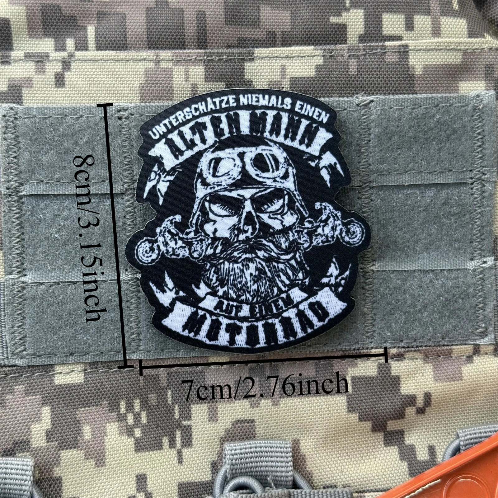 Parche Chevron de anciano en una motocicleta, insignia de moral táctica, apliques del ejército militar, parches de gancho y bucle impresos para ropa - imagen 2