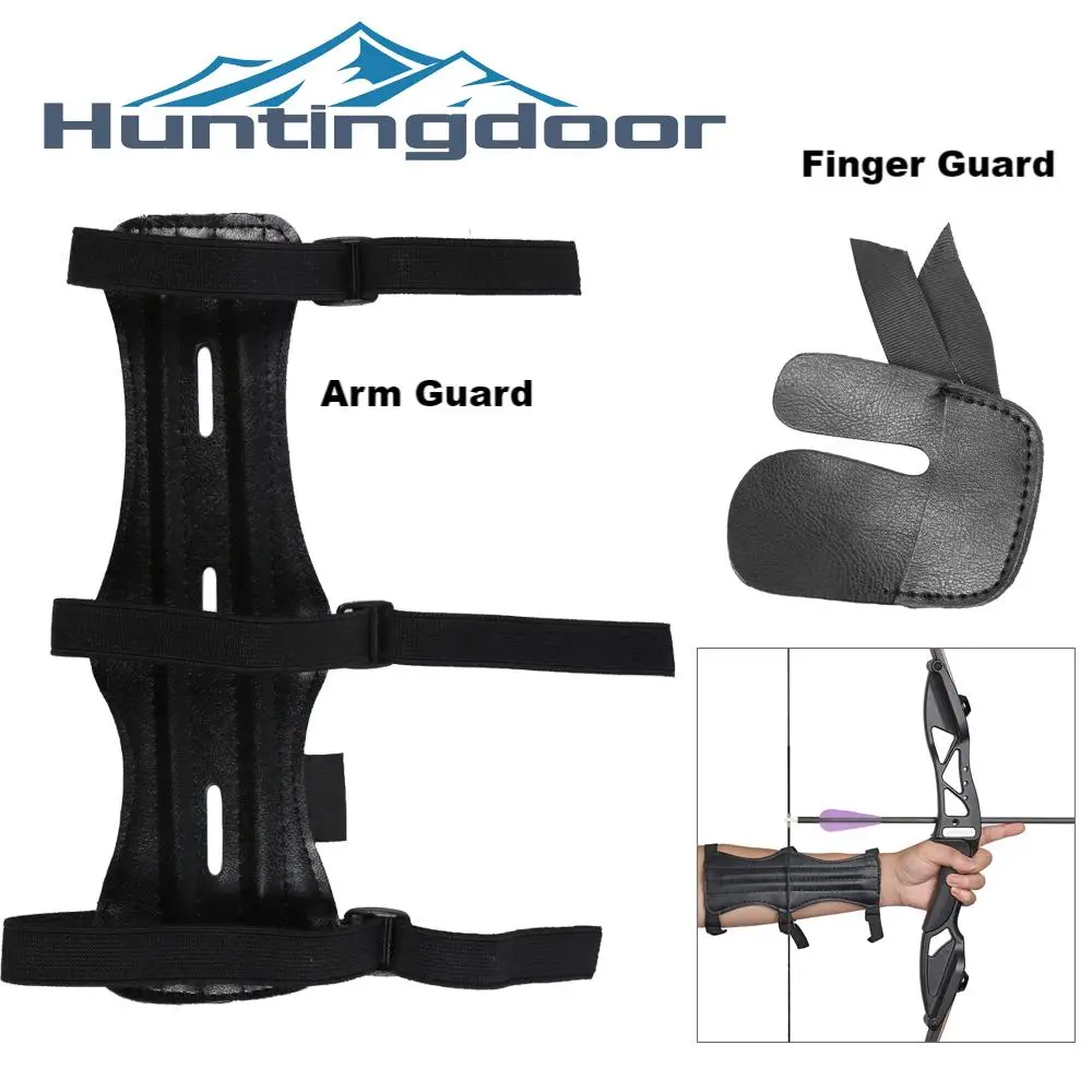 Protector de brazo y dedo de Material PU para tiro con arco, equipo ajustable, accesorios de práctica de tiro de caza al aire libre