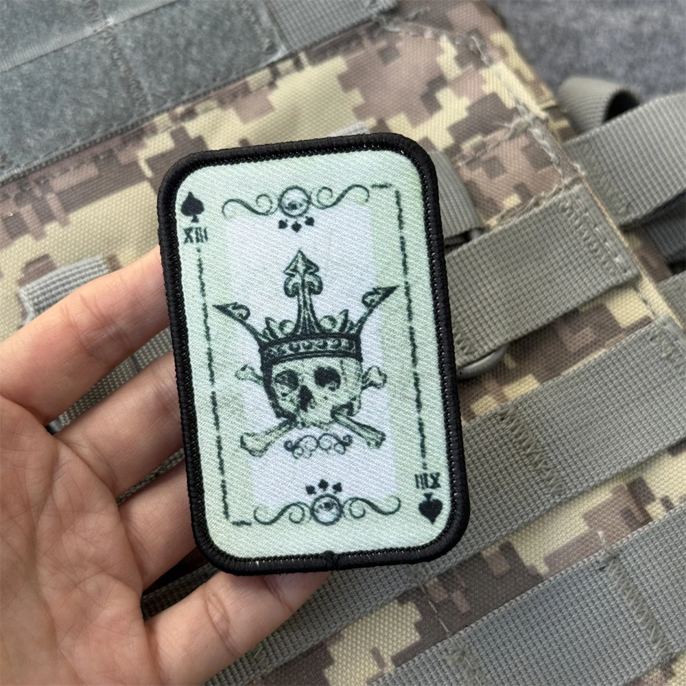 Parche táctico de moral "Ace of Spades Card", pegatinas decorativas para mochila militar, parches de gancho y bucle impresos para ropa - imagen 4