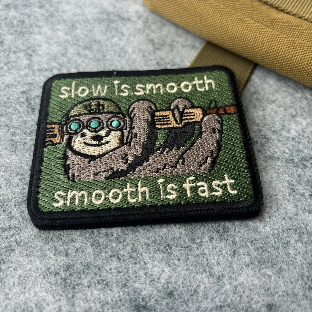 Lento es suave, suave, es rápido parche táctico perezoso bordado gancho y bucle emblema insignia de moral militar brazalete mochila pegatinas - imagen 5