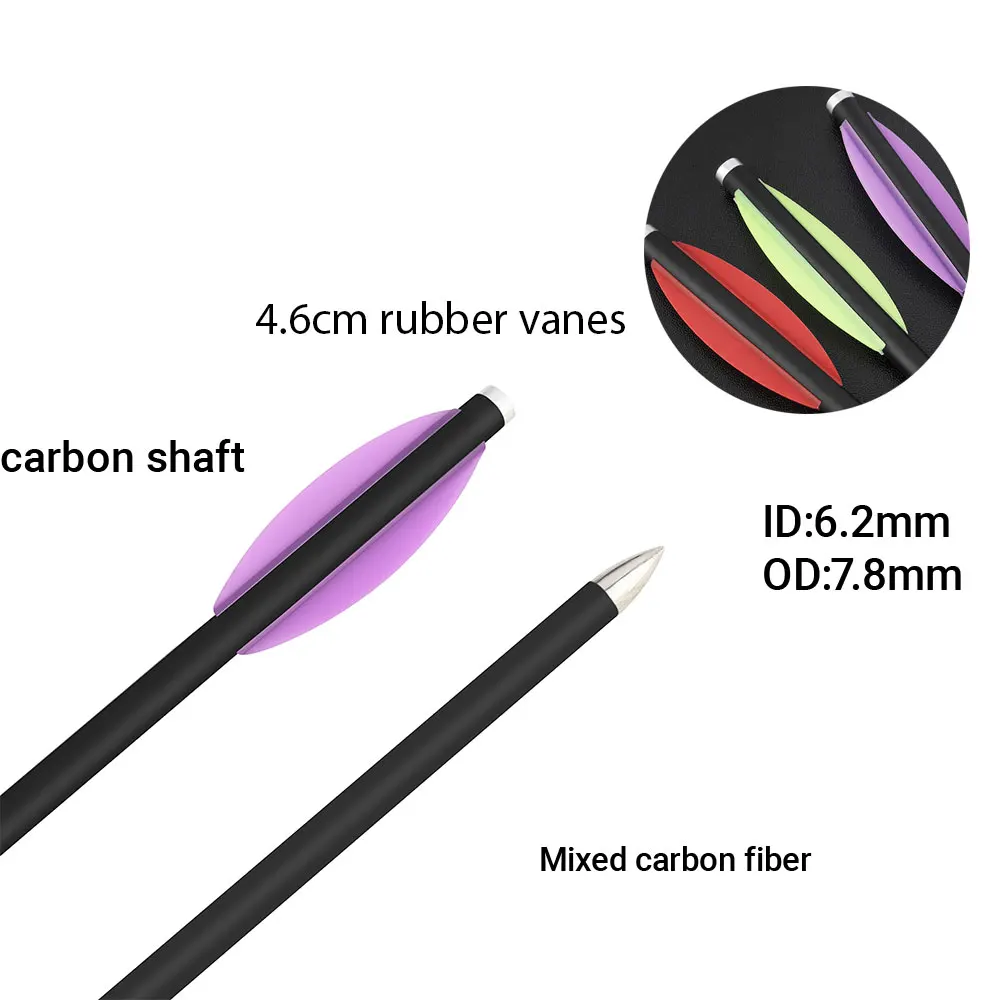 Tiro con arco OD 6mm 6,3 "pernos de ballesta flechas de carbono mezcladas 1,8" paletas de goma para ballesta caza tiro práctica deportes al aire libre - imagen 4