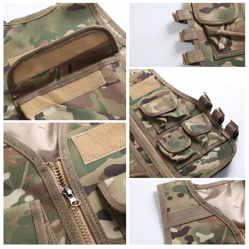 Ropa militar de caza de camuflaje para niños, chaleco CS Airsoft, chalecos militares tácticos, disfraz de Cosplay, uniforme de francotirador, abrigo, equipo - imagen 5
