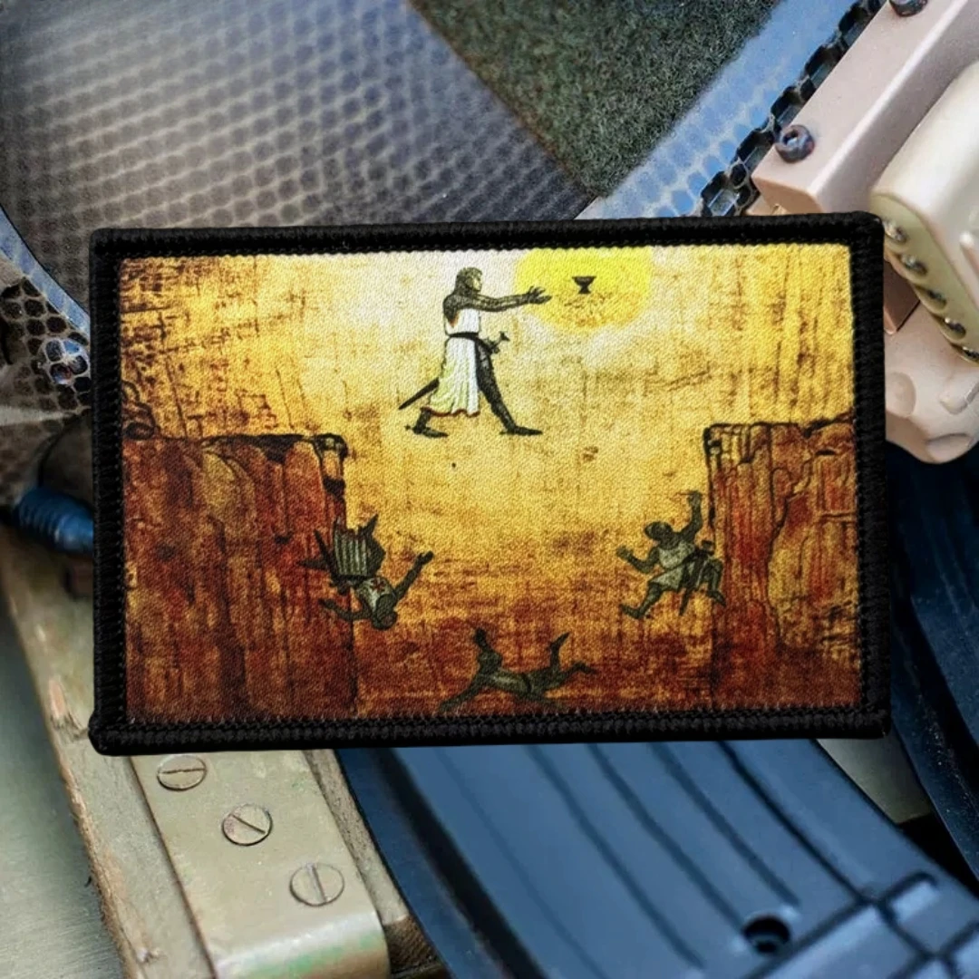 Indy Holy Graal parche insignia de moral táctica cruzadas parches de gancho y bucle impresos brazalete militar táctico pegatina para mochila - imagen 5