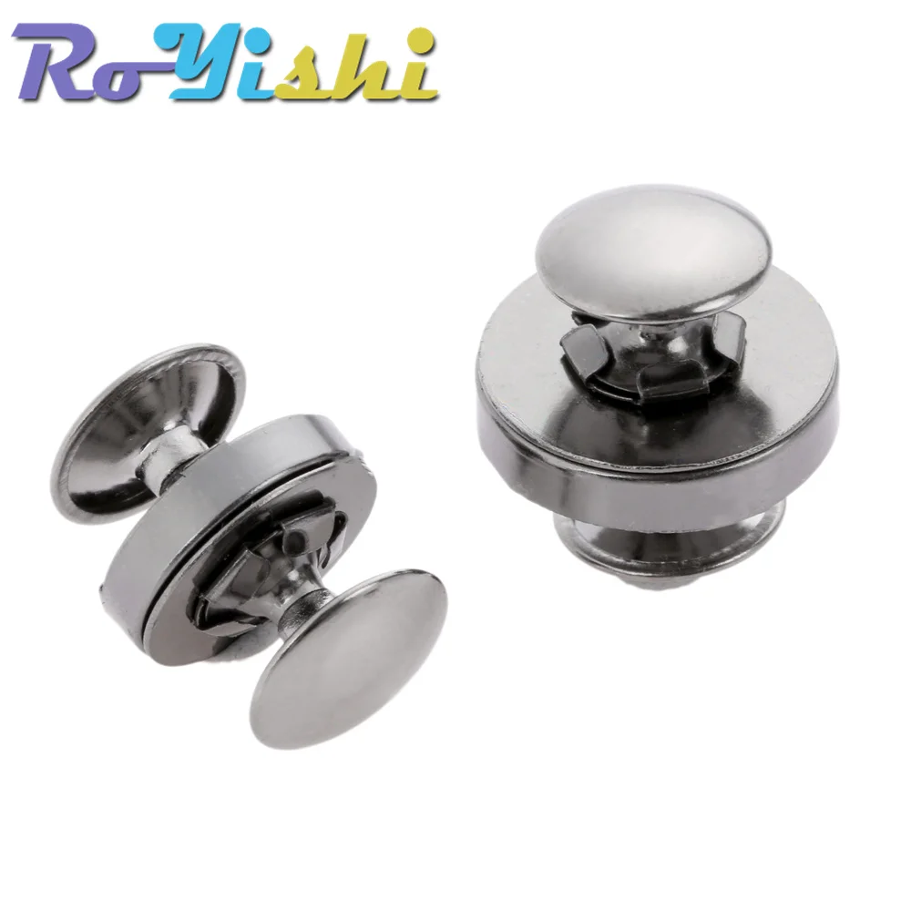 10 juegos de cierres magnéticos de doble remache de Metal, botones, bolsa de sujeción, hebilla de prensa, monederos, bolso, ropa DIY, 14/18mm - imagen 3