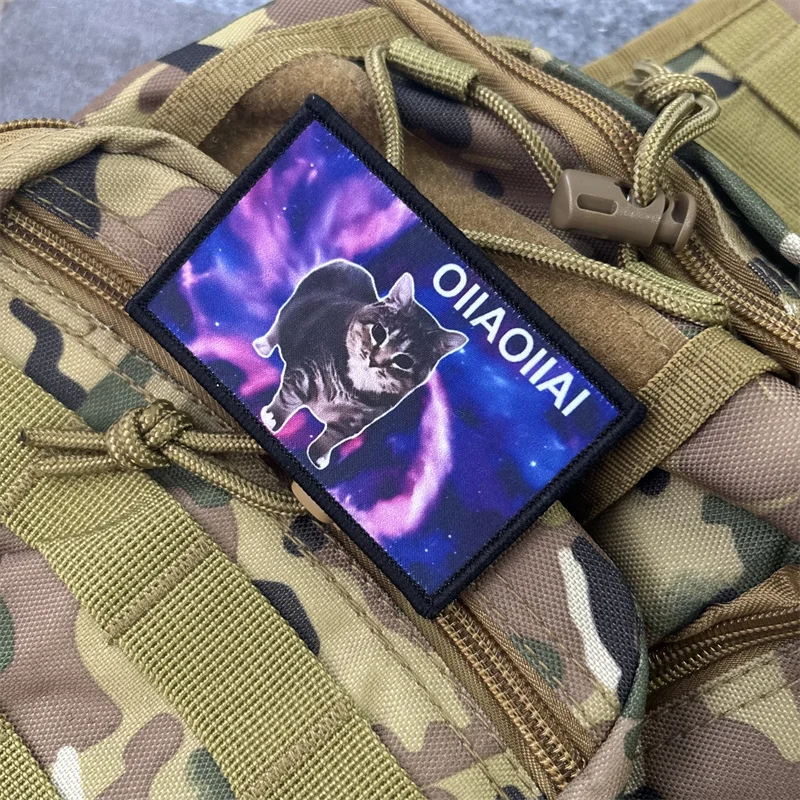 Parche estampado táctico "OIIAI" para ropa, insignias de moral, parche de gato bonito con gancho, pegatinas para mochila - imagen 2