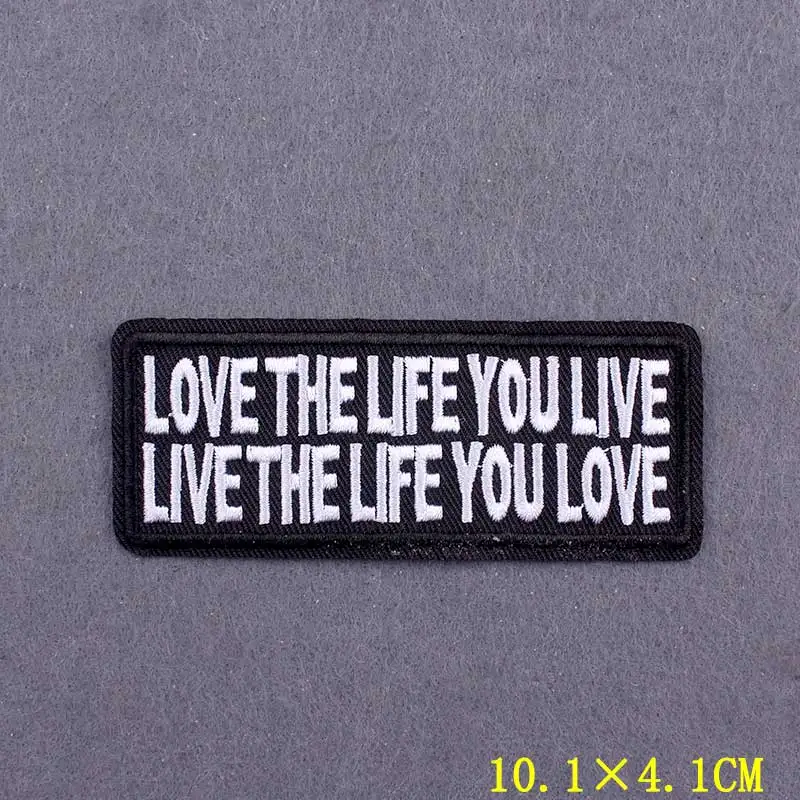 Parches de eslogan para ropa, parches termoadhesivos para ropa con rayas blancas y negras, parche bordado en mochila, 10 Uds./lote - imagen 3