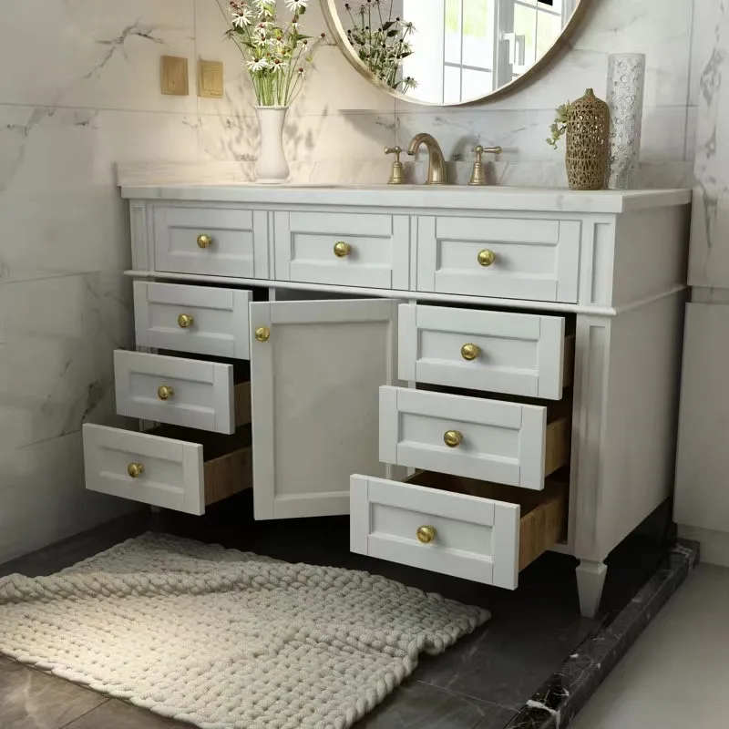 Armario de baño de lujo americano, combinación de madera maciza, lavabo, lavabo, roca de pie - imagen 3