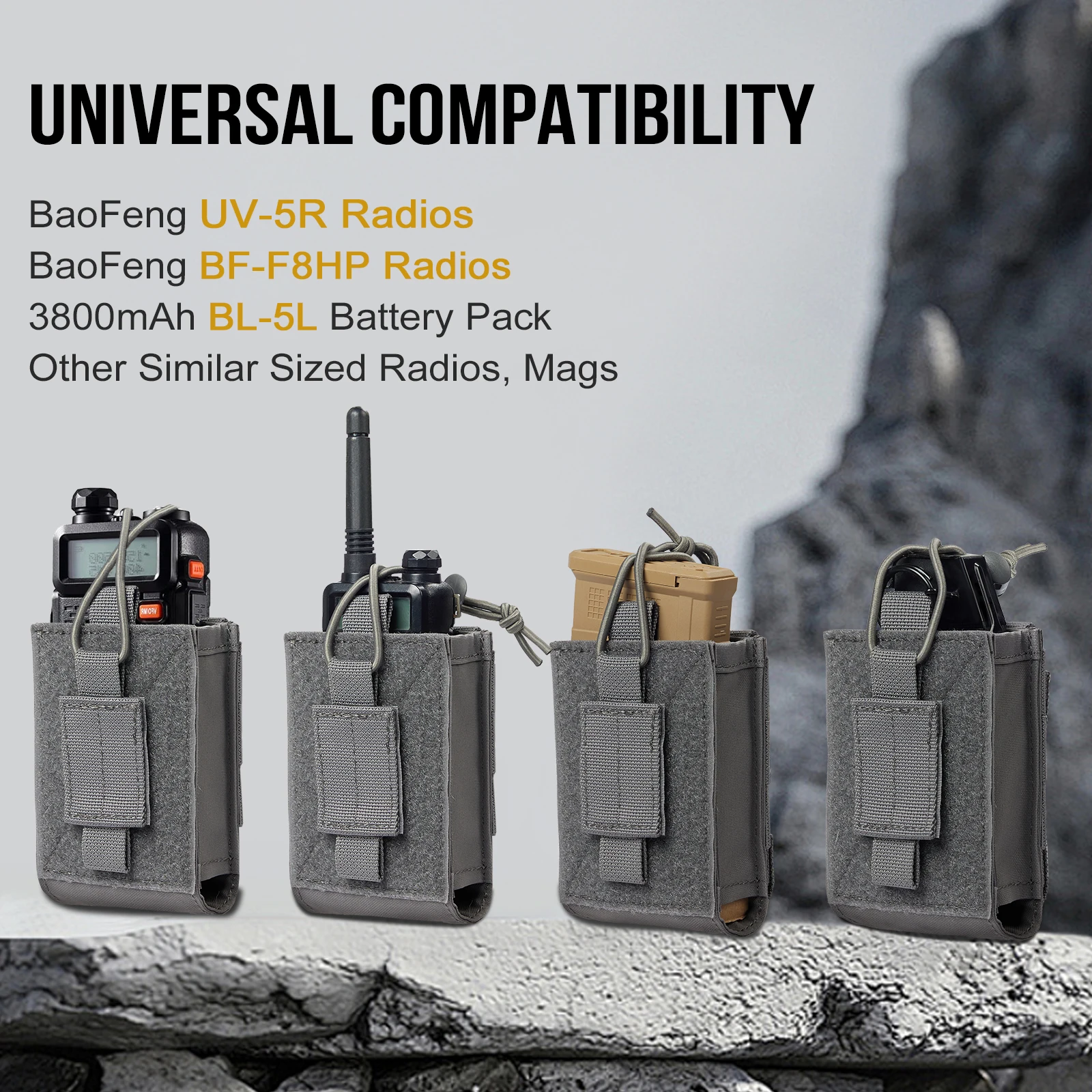 ONETIGRIS-funda táctica MOLLE para Radio, bolsa para Walkie Talkie, Rifle Mag para BaoFeng UV-5R BF-F8HP, bolsa para Walkie Talkie de nailon - imagen 3