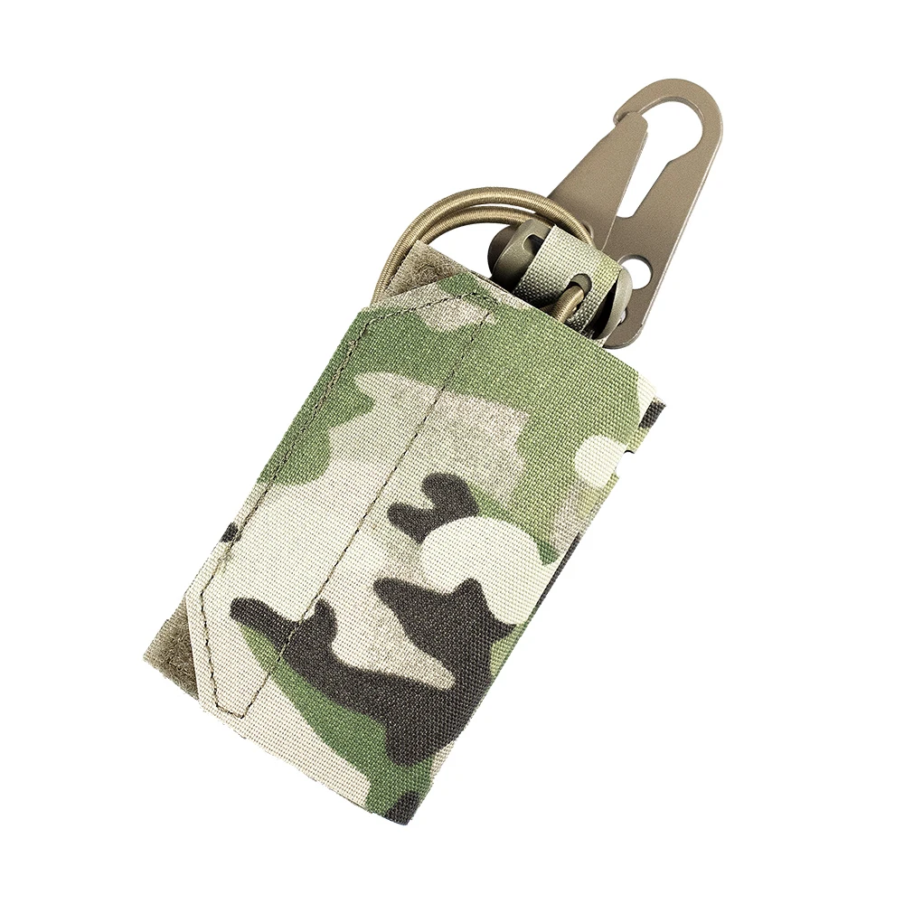 LLavero táctico silencioso, bolsa plegable de doble llave, funda de llavero de nailon, gancho para choque, accesorios para chaleco táctico colgante