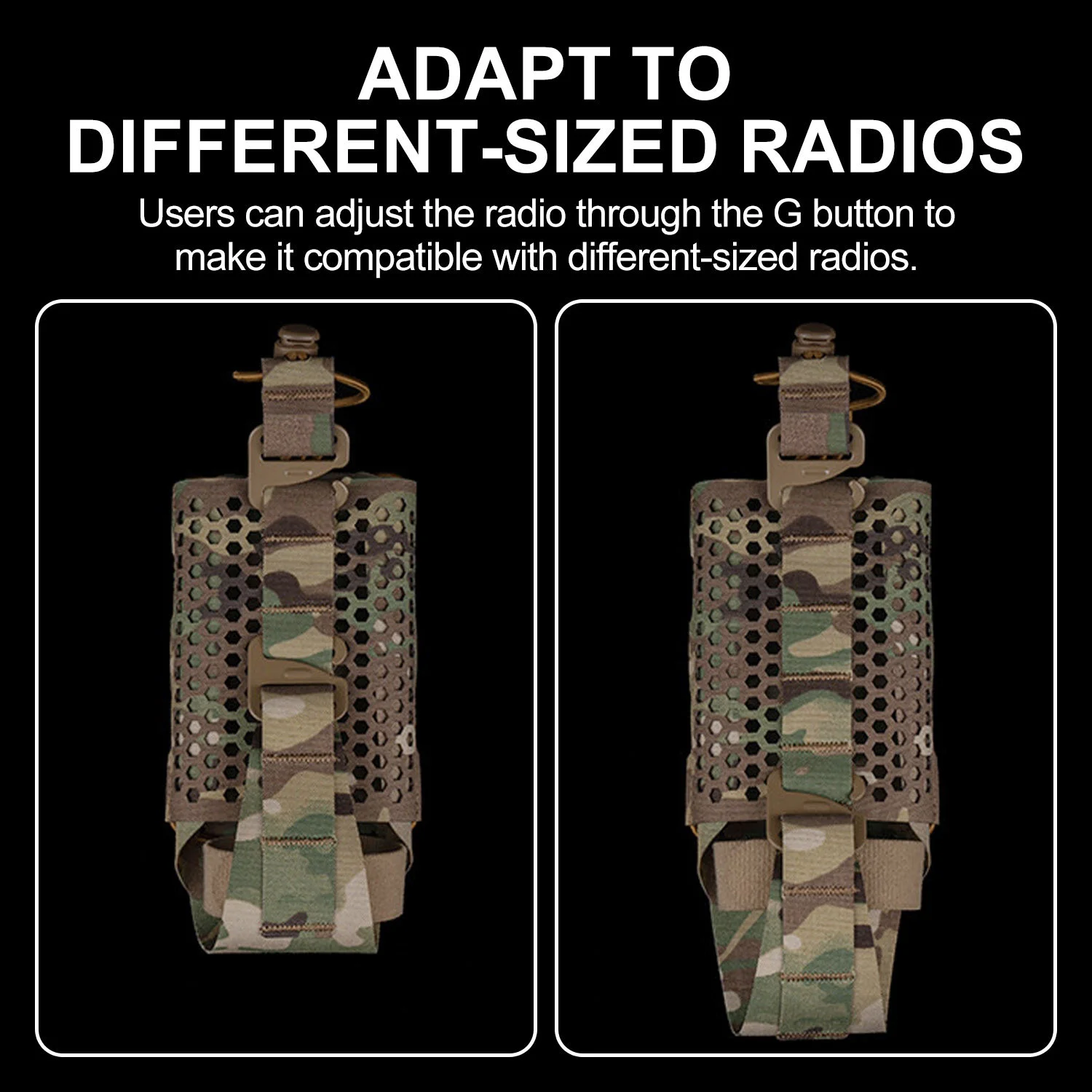 Chaleco Universal de malla con cinturón, bolsa de Radio MOLLE ajustable para acampar al aire libre y senderismo, bolsa táctica con soporte para Walkie Talkie - imagen 2