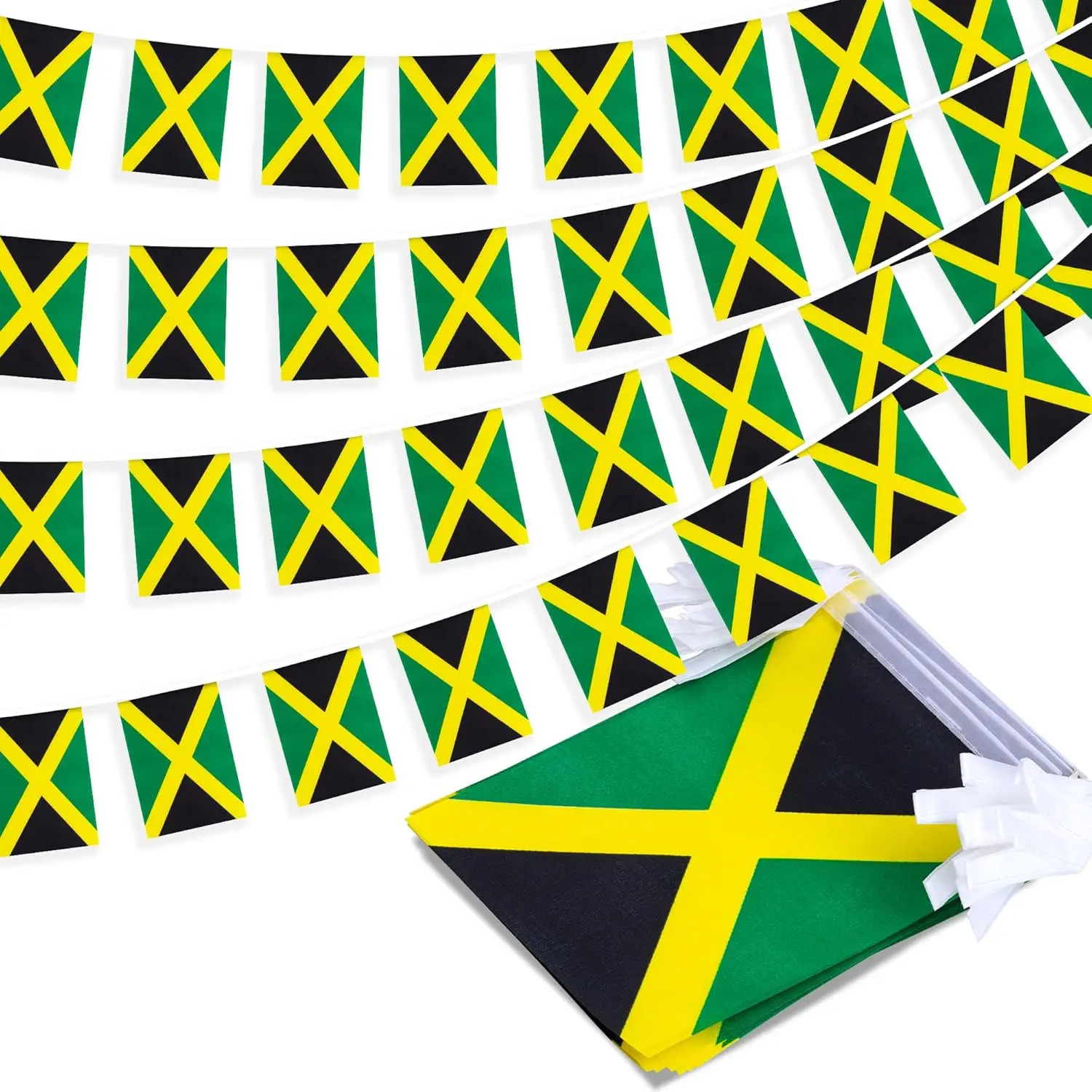 Bandera de Jamaica de tamaño 14x21cm con 20 banderas decorativas jamaicanas de poliéster de alta calidad para interiores y exteriores - imagen 3