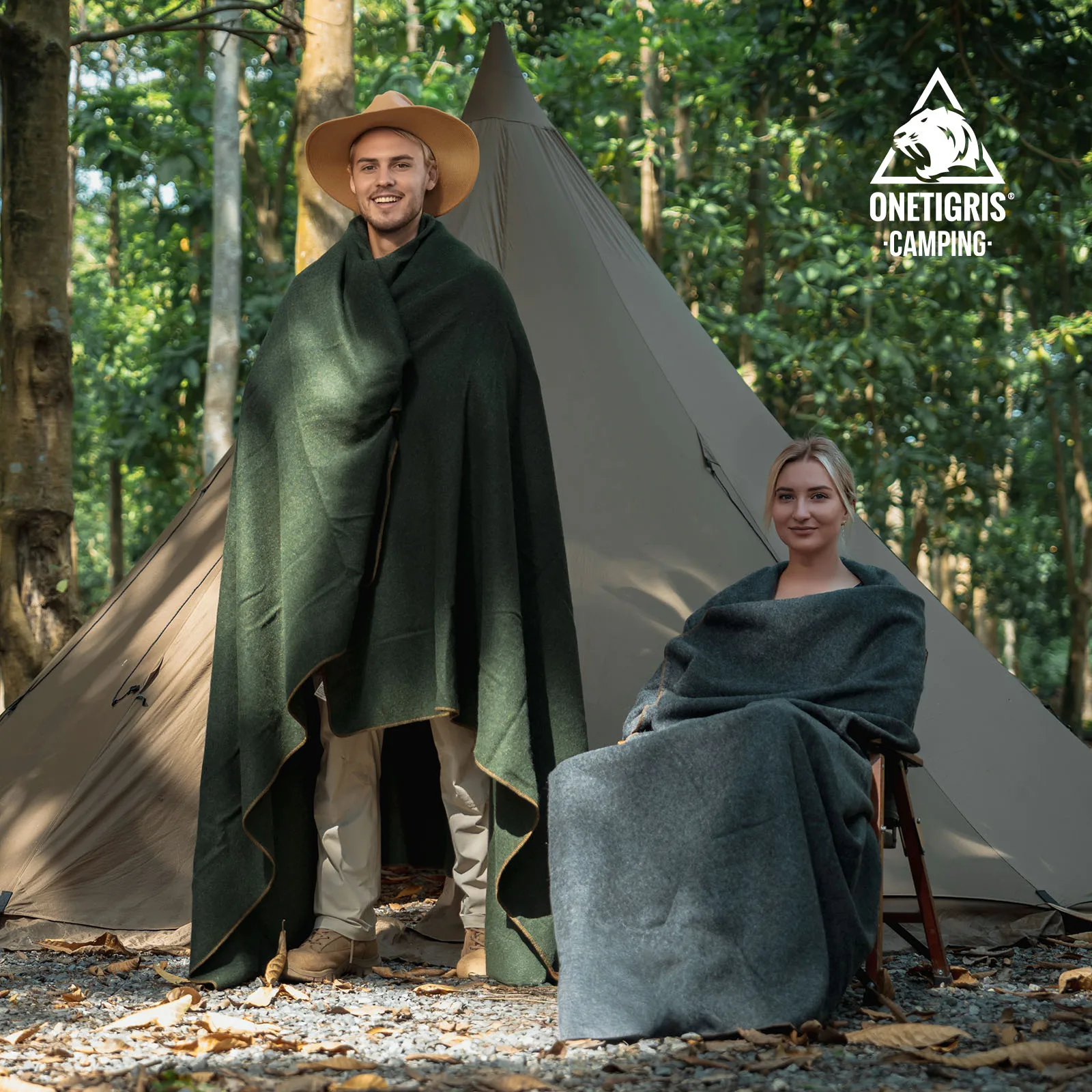 ONETIGRIS-Manta grande de lana, acogedora, lavable, ultraligera, para acampar, invierno, para exteriores, coche, Bushcraft, mochilero - imagen 3