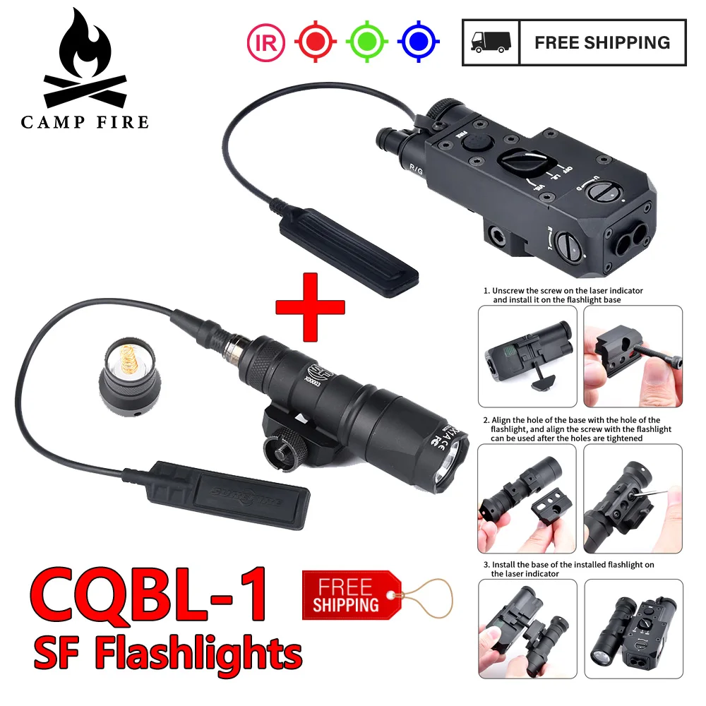 CQBL totalmente metálico punto rojo verde azul IR con SF M600C M300A interruptor de Control de linterna Airsoft caza arma luz CQBL-1 - imagen 2