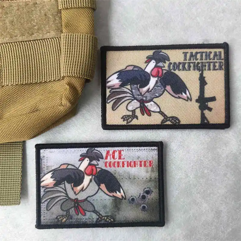 Parche con estampado de gallo de cuervo, chaleco táctico, parches de gancho y bucle para ropa, brazalete decorativo, mochila, insignia de moral, pegatinas